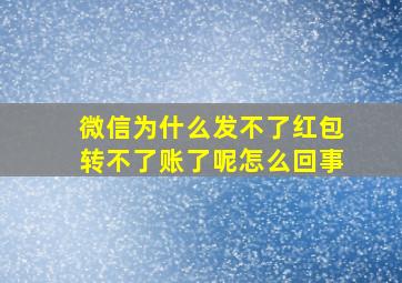 微信为什么发不了红包转不了账了呢怎么回事