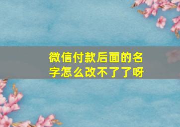 微信付款后面的名字怎么改不了了呀