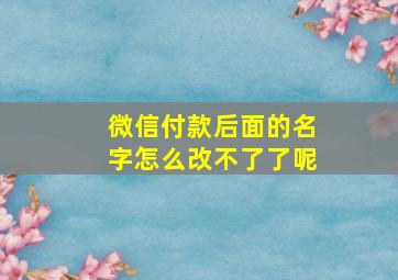 微信付款后面的名字怎么改不了了呢