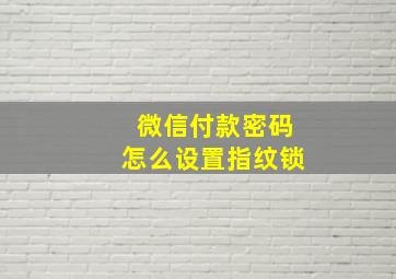 微信付款密码怎么设置指纹锁