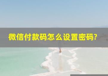 微信付款码怎么设置密码?