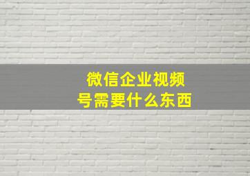 微信企业视频号需要什么东西