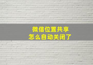 微信位置共享怎么自动关闭了