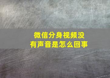 微信分身视频没有声音是怎么回事