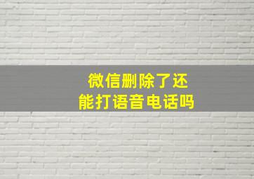 微信删除了还能打语音电话吗