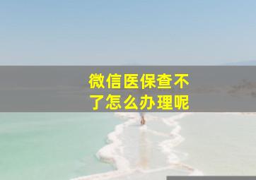 微信医保查不了怎么办理呢