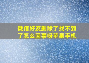 微信好友删除了找不到了怎么回事呀苹果手机