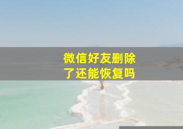 微信好友删除了还能恢复吗