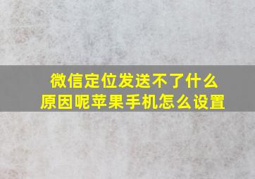 微信定位发送不了什么原因呢苹果手机怎么设置