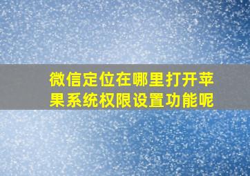 微信定位在哪里打开苹果系统权限设置功能呢