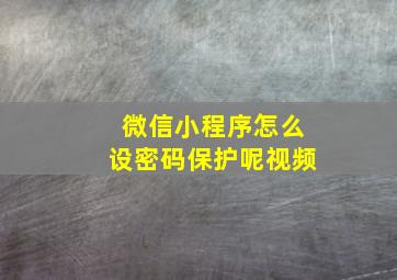 微信小程序怎么设密码保护呢视频