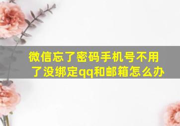 微信忘了密码手机号不用了没绑定qq和邮箱怎么办