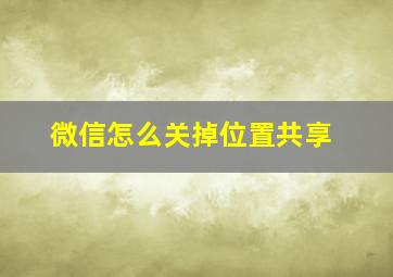 微信怎么关掉位置共享