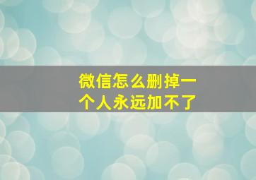 微信怎么删掉一个人永远加不了