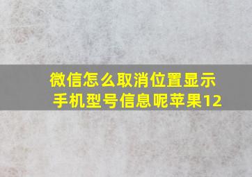 微信怎么取消位置显示手机型号信息呢苹果12