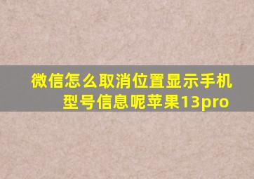 微信怎么取消位置显示手机型号信息呢苹果13pro