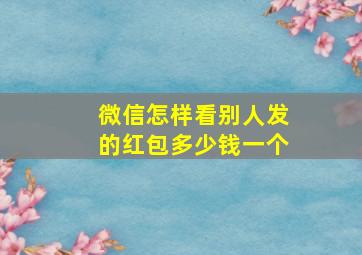 微信怎样看别人发的红包多少钱一个