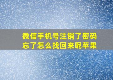 微信手机号注销了密码忘了怎么找回来呢苹果