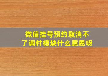 微信挂号预约取消不了调付模块什么意思呀