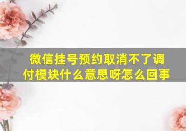 微信挂号预约取消不了调付模块什么意思呀怎么回事