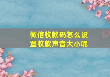 微信收款码怎么设置收款声音大小呢