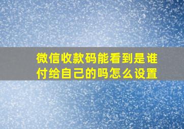 微信收款码能看到是谁付给自己的吗怎么设置