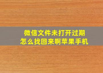 微信文件未打开过期怎么找回来啊苹果手机