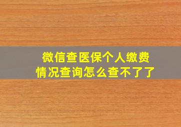 微信查医保个人缴费情况查询怎么查不了了