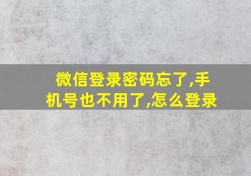 微信登录密码忘了,手机号也不用了,怎么登录