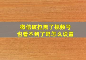 微信被拉黑了视频号也看不到了吗怎么设置