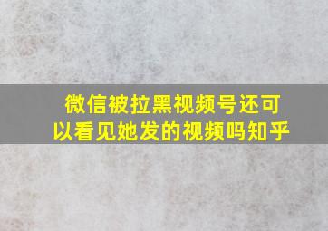 微信被拉黑视频号还可以看见她发的视频吗知乎