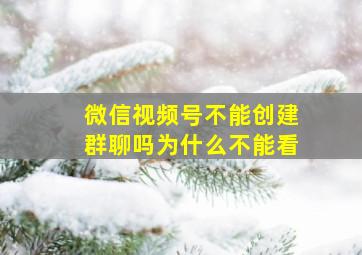 微信视频号不能创建群聊吗为什么不能看