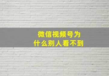 微信视频号为什么别人看不到