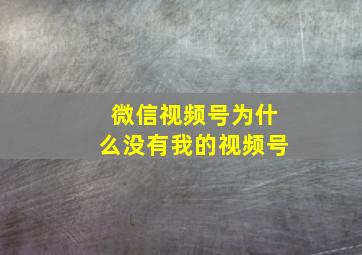 微信视频号为什么没有我的视频号