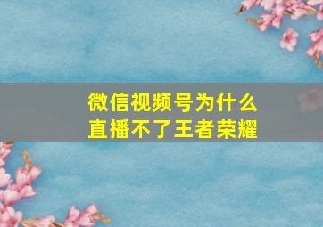 微信视频号为什么直播不了王者荣耀