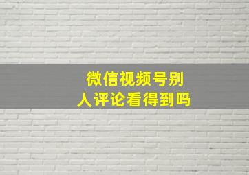 微信视频号别人评论看得到吗