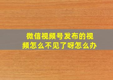 微信视频号发布的视频怎么不见了呀怎么办