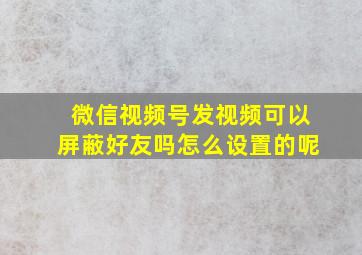 微信视频号发视频可以屏蔽好友吗怎么设置的呢