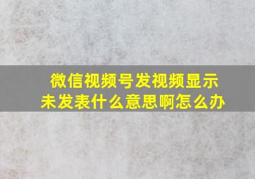 微信视频号发视频显示未发表什么意思啊怎么办