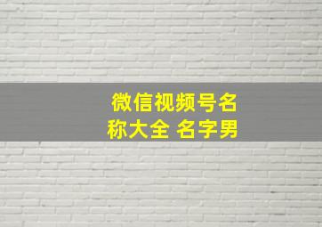 微信视频号名称大全 名字男