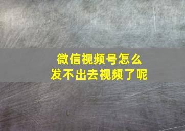 微信视频号怎么发不出去视频了呢