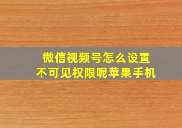 微信视频号怎么设置不可见权限呢苹果手机