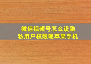 微信视频号怎么设隐私用户权限呢苹果手机