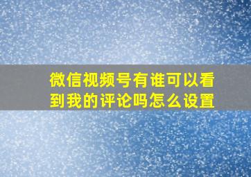 微信视频号有谁可以看到我的评论吗怎么设置