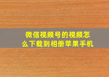 微信视频号的视频怎么下载到相册苹果手机