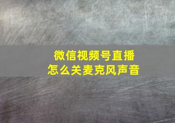 微信视频号直播怎么关麦克风声音