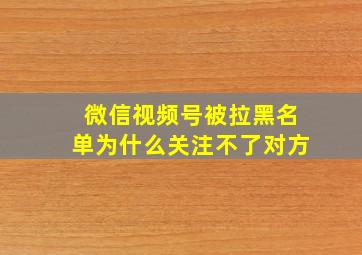 微信视频号被拉黑名单为什么关注不了对方