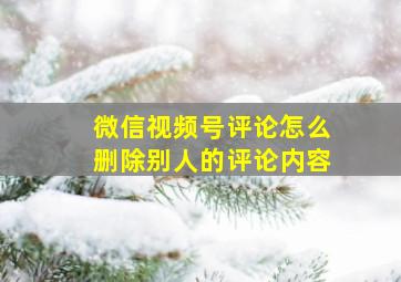 微信视频号评论怎么删除别人的评论内容