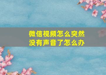 微信视频怎么突然没有声音了怎么办