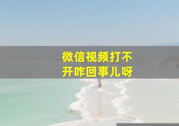 微信视频打不开咋回事儿呀